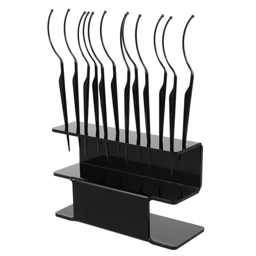 VILLCASE Expositor Negro para Pestañas Postizas con 1 Soporte y 12 Barras Curvas Organizador Profesional para Extensiones de Pestañas Herramienta para Almacenamiento y Exhibición en
