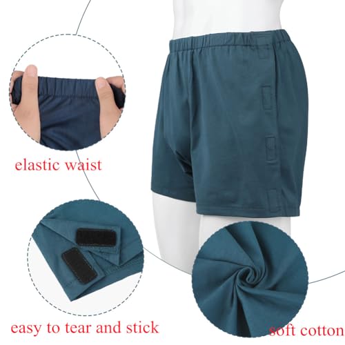 Ibluelover Mens Tear Away Underwear Side Snap On Shorts Reusable Stick-on Briefs Cotton Post-Op Boxer Shorts Breakaway Pants2