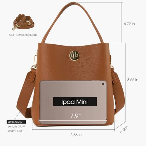 Genuine Leather Bucket Tote Bag for Women, Small Crossbody Bag and Trendy Shoulder Bag with Adustable Strap3