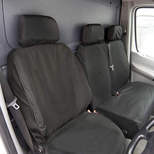 UK Custom Covers SC415B Tailored Heavy Duty Waterproof Front Seat Covers (NO Split Passenger) Black - To Fit Mercedes Sprinter 2018 Onwards