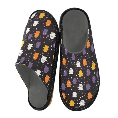 JUNZAN Cute Cartoon Ghosts Memory Foam Slippers for Women Men House Slippers for Bedroom Indoor