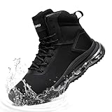 KEFUWU Military Tactical Boots Men Zip Waterproof Air Cushion Shock Absorption Non Slip Breathable Durable Boots for Hiking Outdoor Commute Work (Men 10.5,Black)