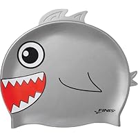 FINIS Animal Heads Silicone Swim Cap for Kids - Fun 3D Animal Designs - Snug Fit - Chlorine Protection - Shark