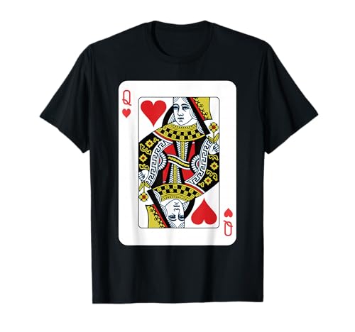 Queen of The Hearts Playing Card Poker T-Shirt Small