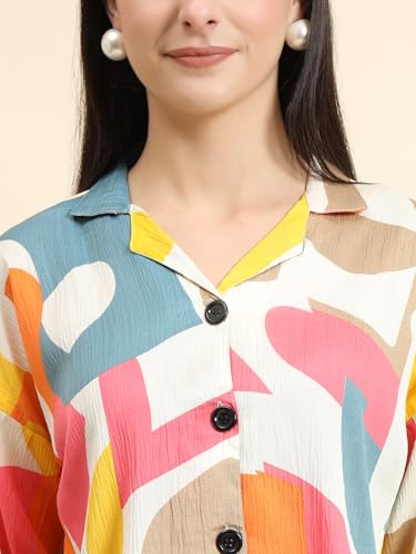 Image of Women's Cotton Blend Printed Combo (Pack of 2) Shirts - 3 /4 Sleeves V Collar Neck