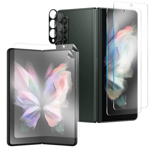 WILLONE 2+2+2 Pack for Samsung Galaxy Z Fold 3 Screen Protector (7.60 inches) with Camera Lens Protector Case Friendly Tempered Glass Film Fingerprint Unlock HD Clear