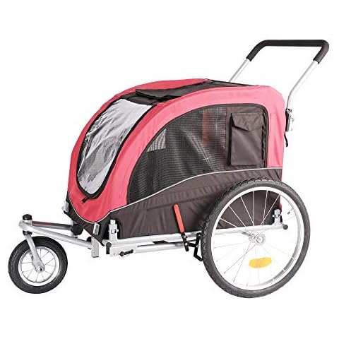 wuuhoo® I dog bicycle trailer Bello I foldable compact and agile I bicycle trolley with jogging kit dog pram I dog transportation for dogs up to 40 kg I pet transportation red Cover