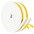 White Doors Windows Insulation Tape 2 Rolls 1/2 Inch Wide X 1/4 Inch Thick, Foam Weather Stripping Gasket Tape Seal for Draft, Soundproofing, Total 30 Feet Long (2 X 15 Ft Each)