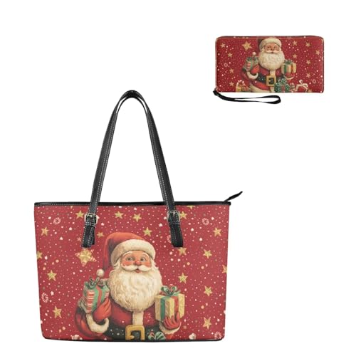 HUGS IDEA Leather Tote Purses for Women Handbags with Wallet Set Top Handle Satchel Shoulder Bags3