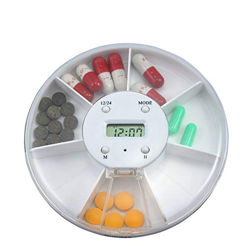 HYSuang Round pill box with alarm clock, convenient and practical pill box, two packages choose 1/3 (Color : 1PCS, Size : Pill box)