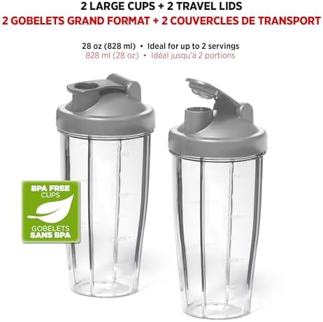 Starfrit Personal Blender, Two 828ml Cups, High, Low & Pulse Modes, 300W, Black - 2