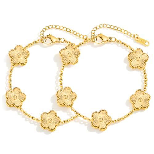 Armband Damen Gold Edelstahl - 2 Stück Freundschaftsarmbänder Mädchen