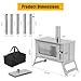 Camping Wood Stove, Stainless Steel Wood Burning Stove with Viewing Glass & 5 Chimney Pipes, Portable Hot Tent Stove for Outdoor Cooking and Heating
