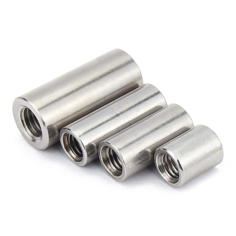 10pcs Cylindrical Joint Nut Set - M3 M4 M5 M6 M8-304 Stainless Steel Round Coupling Nuts for Internal Thread use(M5x8x20)