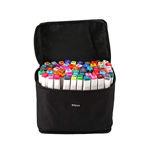Stylos marqueurs graphiques à l'alcool Pilipane 60 couleurs double pointe dessin