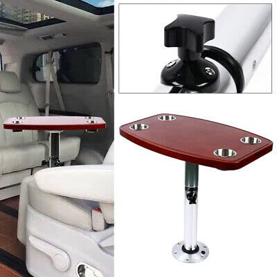 Tavolo da barca in rovere + piede rimovibile, supporto per separazione regolabile, per camper, altezza regolabile, telescopico, rimovibile, base per barca, con supporto da 4 tazze
