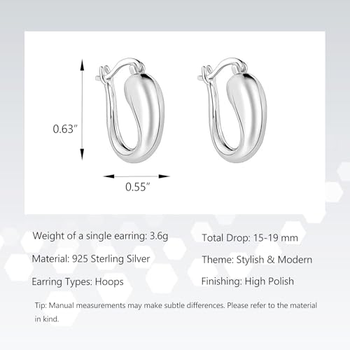925 Sterling Silver Hoop Earrings for Women Small U -Earrings Lightweight Classic Click-Top Earring Hoops4