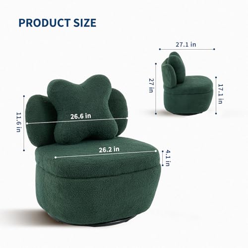 Sillón giratorio con almacenamiento terciopelo verde miniatura 2