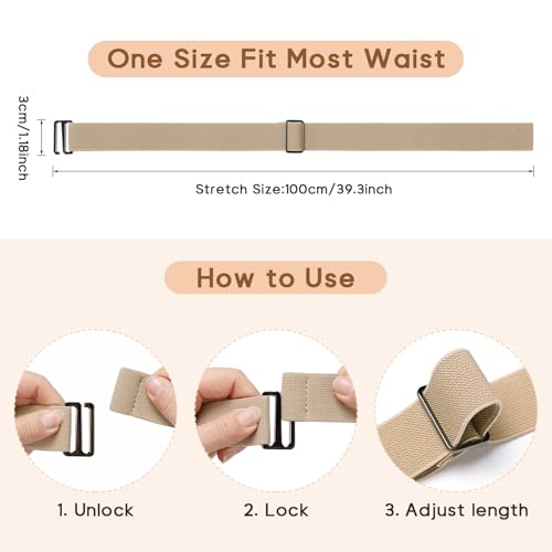 Sightor 2PCS Women No Show Stretch Belt, Adjustable Strap with Flat Buckle, Invisible Elastic Belt for Jeans Pants Dresses2