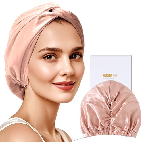 ZIMASILK 22Momme 100% Mulberry Silk Sleep Cap for Women Hair