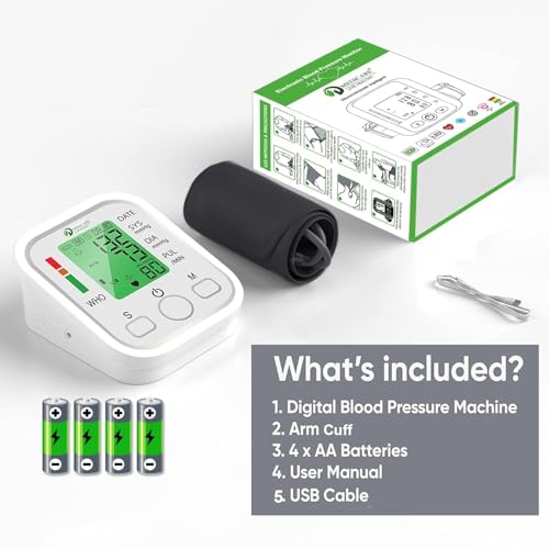 Image of Automatic BP Monitor Machine with Voice Talking Feature, USB & Battery Support, One Touch Operation, Accurate Measurement, WHO Color Scale Display, BP Apparatus for Home