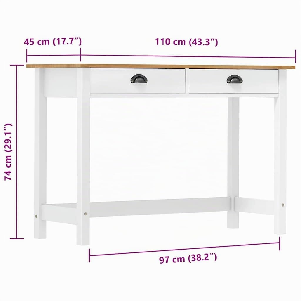 vidaXL Mesa Consola con 2 Cajones Auxiliar Dormitorio Vestíbulo Café Interior Cocina Comedor de Entrada Recibidor Mueble Madera Pino