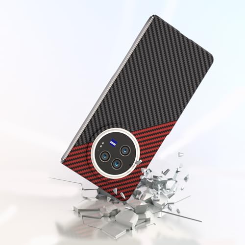 COQUE Case vivo X Fold3 Shell,Carbon Fiber Folding Phone Cover for vivo X Fold3-Black Red - Image 3