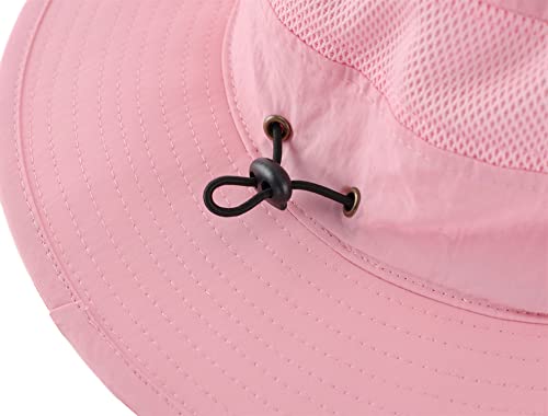 Connectyle Outdoor Mesh Sun Hat Wide Brim Sun Protection Hat Summer Fishing Hunting Hiking Gardenig Hat Pink