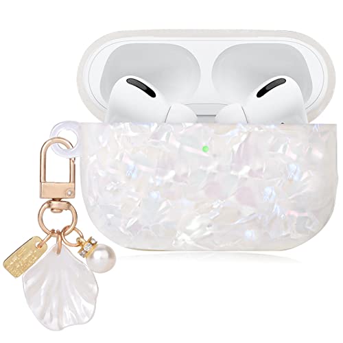Cute Airpod Pro 2 Case With Shell Pearl Keychain Bling Marble Design Hard Tpu Cover Compatible With Airpods Pro 2Nd Generation 2022 Case For Women And Girls #TOP5