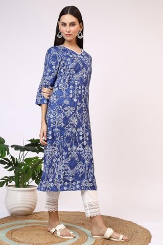 Image of W for Woman Pink Bold Geometric Printed Pure Cotton Straight Kurta