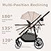 INFANS 2 in 1 Baby Stroller, High Landscape Infant Stroller & Reversible Bassinet Pram, Foldable Pushchair with Adjustable Canopy, Cup Holder, Storage Basket, Suspension Wheels (Khaki)