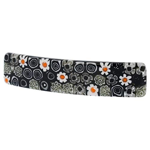 Pince à cheveux Murano Millefiori noir et blanc poésie d'un accessoire unique