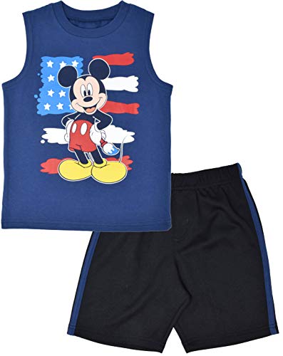 Disney Mickey Mouse Little Boys Tank Top and Shorts Set 3T Navy/Black