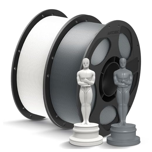 ANYCUBIC PLA+ 3D Printer Filament Bundle, PLA Plus 1.75mm Dimensional Accuracy +/- 0.02mm, Fit Most FDM 3D Printers, 1KG Reusable Spool, 2KG White+Texture Grey