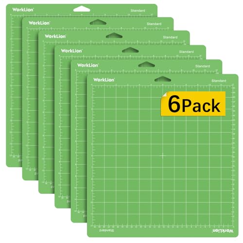 WORKLION Cutting Mat StandardGrip Compatible with Cricut: (12x12 Inch 6 Mats) Explore One/Air/Air 2/Maker Standard Adhesive Sticky Non-Slip Durable Craft Mat - Replacement Accessories