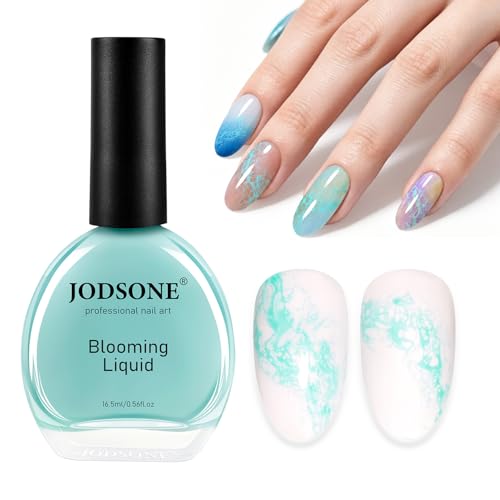 JODSONE Ocean Wave Blooming Gel Nail Polish,16.5ml Sky Blue Blooming Liquid for Spreading Effect Wave,High Fluidity Wave Textures for DIY Nail Art Design