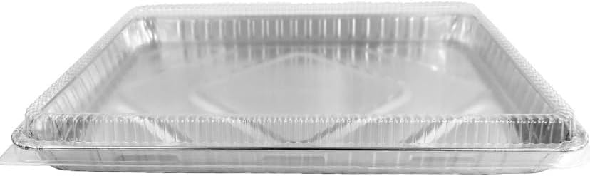 ProPac & Seal Half 1/2 Size Sheet Cake Aluminum Foil Pan w/Clear Dome Lid 17.1" L x 12.3" W x 1.25" D (Pack of 10 Sets)