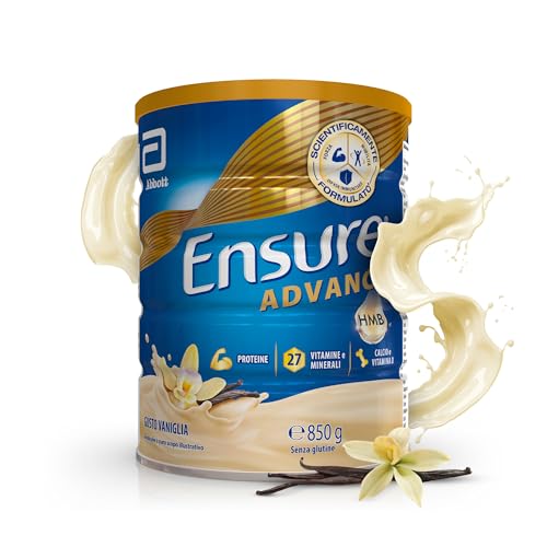 Ensure Advance Integratore Alimentare Proteico in Polvere, con 27 Vitamine e Minerali, Integratore Alimentare con Proteine, Calcio e HMB, Confezione 850g, Gusto Vaniglia