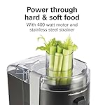 Hamilton Beach HealthSmart Juicer Machine, Compact Centrifugal Extractor, 2.4” Feed Chute for Fruits and Vegetables, Easy to Clean, BPA Free, 400W, Black and Gray (67502) - Image 4
