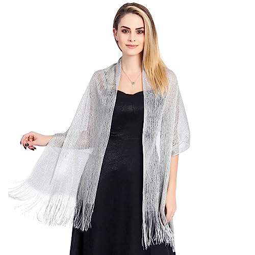 Sparkling Metallic Shawls And Wraps With Buckle Tassels Scarf Stole For Evening Party Dresses Wedding Bridal Prom