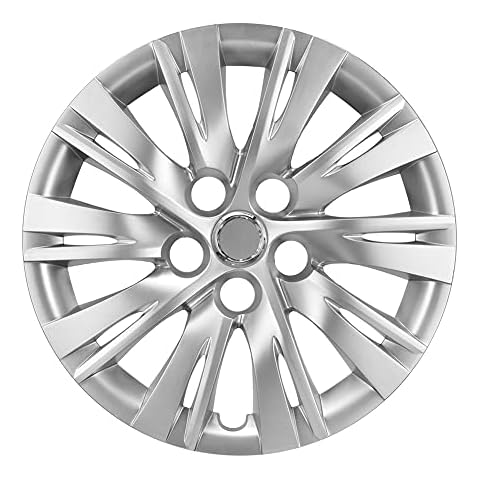 Blueshyhall Universal Hubcap Wheel Cover Set of 4, Replacement Car Vehicle Wheel Rim Skin Cover Fits 16 inch Hubcap Wheel - Silver Cover