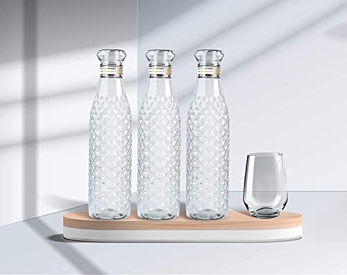 Image of MEELANA Crystal Clear Plastic Water Bottle Ideal for Home, Office, Sports, School, Restaurant, Travelling, Gym, Yoga non Toxic Checkered Pattern Fridge Water Bottle (1000 ML) (12)