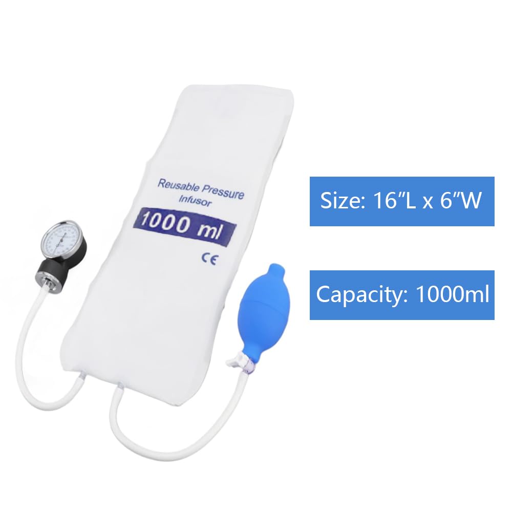 Sac de pression portable avec jauge et pompe, transparent, 1000 ml, 1 pièce