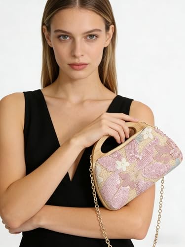 Image of UMREN Straw Clutch Handbags Women Beach Crossbody Hand-woven Summer Purse Wallet Top handle Evening Bag for Wedding Party