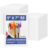 FUMILE Canvas Boards for Painting 5x7 Inch, 84 Pack Small Canvases Value Pack, Primed Acid-Free Blank Canvas Panels for Beginners & Artist, Painting Canvas for Classroom and Painting Parties., White