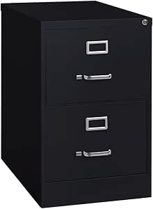 Scranton & Co 2-Drawer Metal Vertical Filing Cabinet, 25" Depth, Black Finish, Legal Width