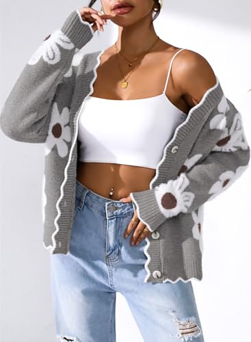 Pink Queen Fuzzy Sweater Cardigan for Women 2025 Fashion Long Sleeve Flower Outerwear Button Down Open Front Cardigan Coat2