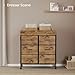 Yetom Baby Changing Table Dresser with Wheels, 6-Fabric Drawer Baby Dresser with Changing Table Top, Waterproof Diaper Changing Station & Pad, Mobile Storage Unit, Baby Furniture, Rustic Brown