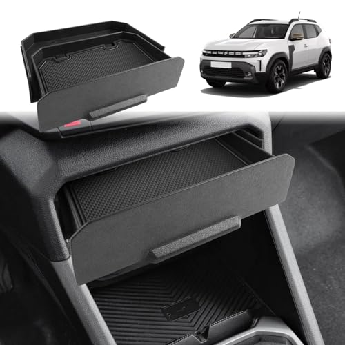 GAFAT Dacia Duster 3 2026 2025 2024/ Dacia Bigster Console Centrale Magnétique Tiroir, Boîte de Rangement Cachée, Anti-Chute, Dacia Duster iii 2025 Accessoires Organiseur avec Fonction Antidérapante
