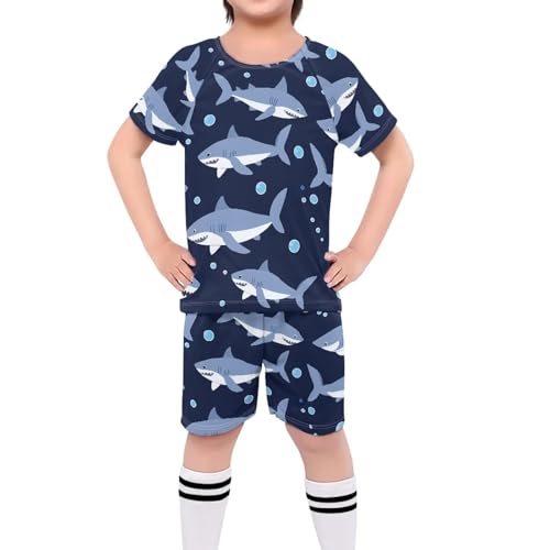 ORGYPET Shark Print Soccer Uniforms 2024 Trendy for Kids Unique Patterned Jersey for Boys Children's Football Suit Soccer Uniforms for Boys Daily Sports Football Wear, XL